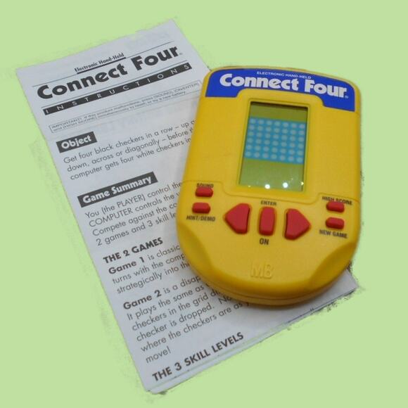 Vintage Connect Four Electronic Handheld Game Milton Bradley 1995 Works - Picture 1 of 8